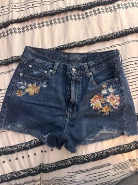 American Eagle Outfitters Mom Shorts with Floral Embroidery